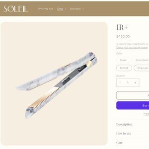 Brand New Soleil IR+ Infrared Flat Iron/Straightener- NWT